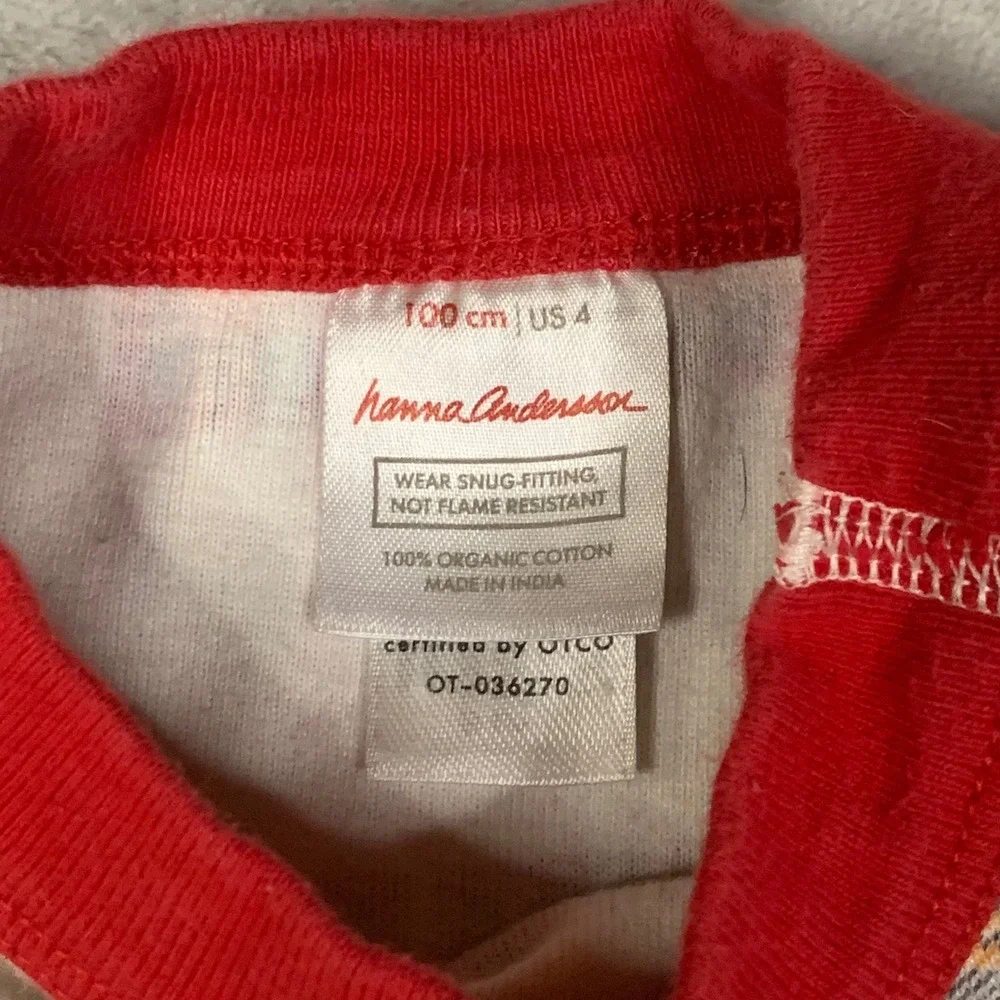 Hanna Andersson Kids Pajama Set Sz 4 Long John Tartan Plaid Organic Girl Boy PJs